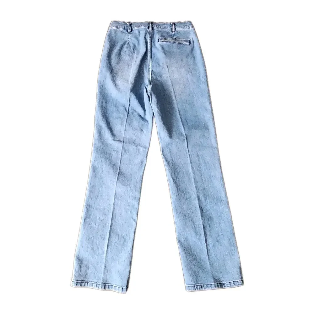 J Mclaughlin Mid Rise Straight Ankle Front Slit Denim Jeans Blue Women's Size 4 - Picture 2 of 7